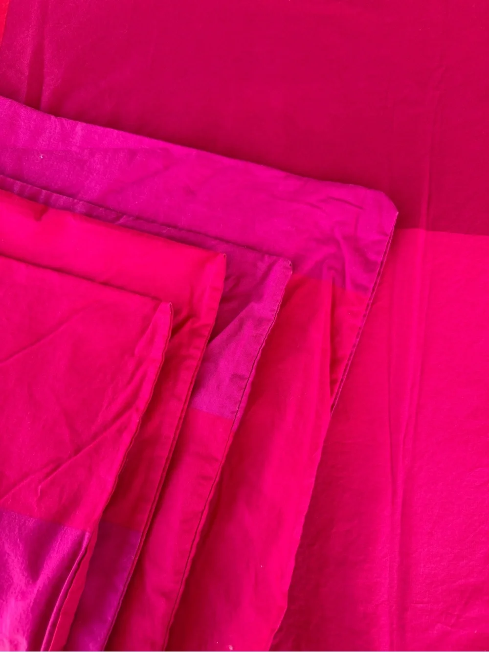 Y2K IKEA Brunkrissla 3-Piece Full Duvet Cover Set Pink Orange Plaid 100% Cotton